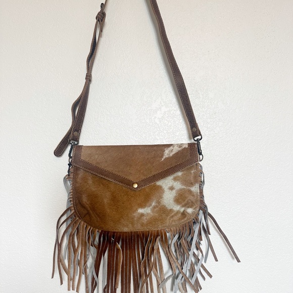 Cowhide Fringe Crossbody Myra Bag - Picture 7 of 8